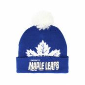 Mitchell&Ness - NHL Blå pom Beanie - Toronto Maple Leafs Punch Out Knit Blue Pom @ Hatstore