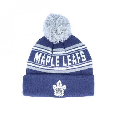 Outerstuff - NHL Blå pom Beanie - Toronto Maple Leafs Jacquard cuffed knit Navy/Grey Pom @ Hatstore