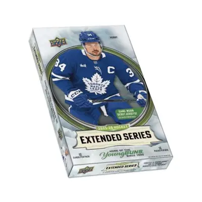 Upper Deck - Svart Trading Cards - 2025-26 NHL Extended Series Hobby Box - 12 Packs (144 Cards) @ Hatstore