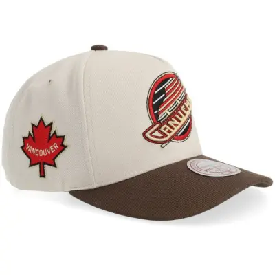 Mitchell&Ness - NHL Beige adjustable Keps - Hatstore Exclusive x Vancouver Canucks Side Patch Pro Crown Cream/Navy A-frame Adjustable @ Hatstore