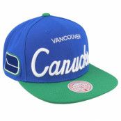 Mitchell&Ness - NHL Blå snapback Keps - Vancouver Canucks Vintage Script Blue/Green Snapback @ Hatstore