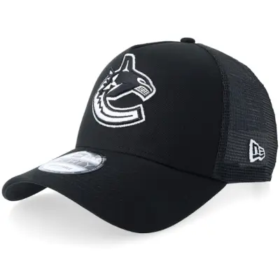 New Era - NHL Svart trucker Keps - Vancouver Canucks 9FORTY Black/White A-frame Trucker @ Hatstore