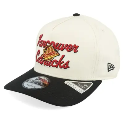 New Era - NHL Vit adjustable Keps - Vancouver Canucks 9FIFTY Chainstitch Chrome White/Black A-Frame Adjustable @ Hatstore