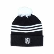 Adidas - NHL Svart pom Beanie - Vegas Golden Knights 3-Stripe Cuffed Black Pom @ Hatstore