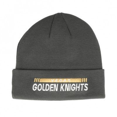 Fanatics - NHL Grå cuff Beanie - Vegas Golden Knights Authentic Pro Game&Train Knit Charcoal Cuff @ Hatstore