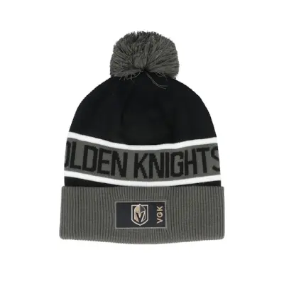 Fanatics - NHL Svart pom Beanie - Vegas Golden Knights Authentic Pro Game&Train Grey/Black Pom @ Hatstore