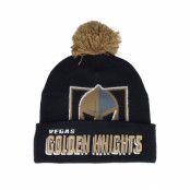 Mitchell&Ness - NHL Svart pom Beanie - Vegas Golden Knights Punch Out Knit Black Pom @ Hatstore