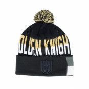 Outerstuff - NHL Svart pom Beanie - Kids Vegas Golden Knights Face-off Jacquard Knit Black Pom @ Hatstore