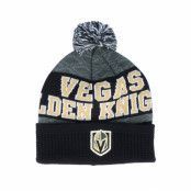 Outerstuff - NHL Svart pom Beanie - Kids Vegas Golden Knights Puck Pattern Cuffed Black/Grey Pom @ Hatstore