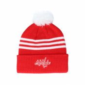 Adidas - NHL Röd pom Beanie - Washington Capitals 3-Stripe Cuffed Red Pom @ Hatstore