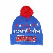 Mitchell&Ness - NHL Blå pom Beanie - Washington Capitals Punch Out Knit Blue Pom @ Hatstore