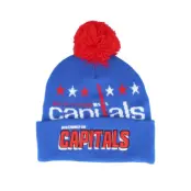 Mitchell&Ness - NHL Blå pom Beanie - Washington Capitals Punch Out Knit Blue Pom @ Hatstore
