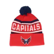 Outerstuff - NHL Röd pom Beanie - Kids Washington Capitals Wordmark Jacquard Beanie Red Pom @ Hatstore