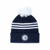 Adidas - NHL Blå pom Beanie - Winnipeg Jets 3-Stripe Cuffed Navy Pom @ Hatstore