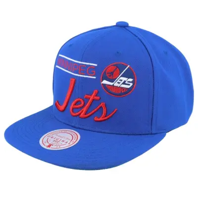 Mitchell&Ness - NHL Blå snapback Keps - Winnipeg Jets Retro Lock Up Blue Snapback @ Hatstore