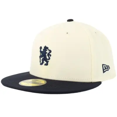 New Era - Football Beige fitted Keps - Hatstore Exclusive x Chelsea 59FIFTY Chrome/Navy Fitted @ Hatstore