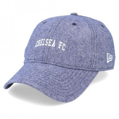 New Era - Football Blå adjustable Keps - Chelsea Herringbone Wordmark Dad Cap 9Twenty Navy Adjustable @ Hatstore