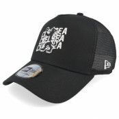 New Era - Football Svart trucker Keps - Chelsea Wordmark Overlay Black A-frame Trucker @ Hatstore