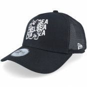 New Era - Football Svart trucker Keps - Kids Chelsea Wordmark Overlay Black A-frame Trucker @ Hatstore