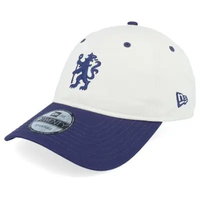 New Era - Football Vit unconstructed Keps - Chelsea Contrast Visor 9TWENTY Ivory/Royal Dad Cap @ Hatstore