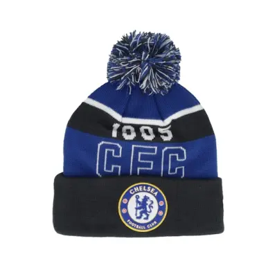 New Era - Football Svart pom Beanie - Chelsea Sport Beanie Black/Blue Pom @ Hatstore