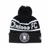 New Era - Football Svart pom Beanie - Chelsea Wordmark Knit Cfc Black/White Pom @ Hatstore