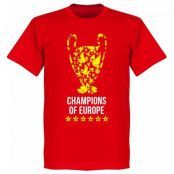 Liverpool T-shirt Trophy Champions of Europe Barn Röd 9-10 år
