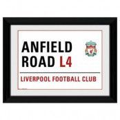 Liverpool Poster med Ram Gatuskylt