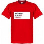 Liverpool T-shirt Anfield Road Sign Röd L