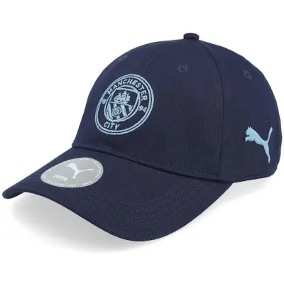 Puma - Football Blå unconstructed Keps - Manchester City Essential Cap Navy/Light Blue Dad Cap @ Hatstore