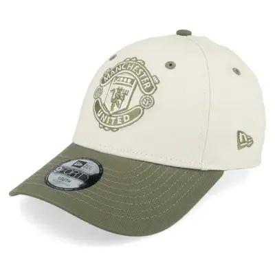 New Era - Football Beige adjustable Keps - Kids Manchester United Contrast Visor Ktd 9FORTY Man Ivory/Olive Adjustable @ Hatstore