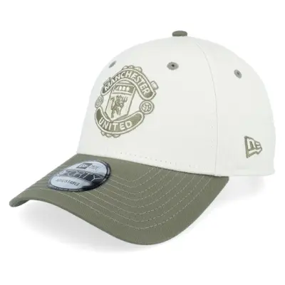 New Era - Football Beige adjustable Keps - Manchester United Contrast Visor 9FORTY Ivory/Olive Adjustable @ Hatstore