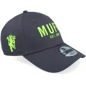 New Era - Football Grå Keps - Manchester United Seasonal 9FORTY Dark Grey/Neon Green Adjustable @ Hatstore