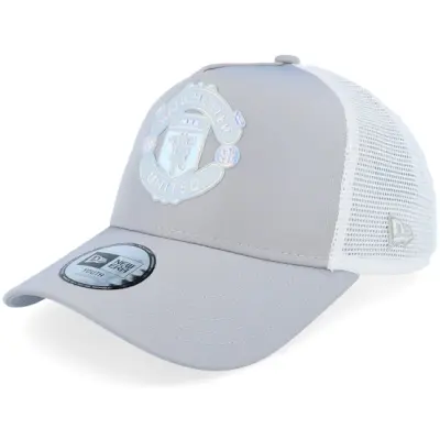 New Era - Football Grå trucker Keps - Kids Manchester United Iridescent Grey/White A-frame Trucker @ Hatstore