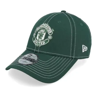 New Era - Football Grön adjustable Keps - Manchester United Contrast Stitch 9FORTY Dark Green Adjustable @ Hatstore