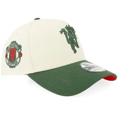 New Era - Football Vit adjustable Keps - Hatstore Exclusive x Manchester United 9FORTY Chrome White/Cilantro Green A-Frame Adjustable @ Hatstore