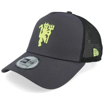 New Era - Grå trucker Keps - Manchester United Seasonal Charcoal/Black A-Frame Trucker @ Hatstore