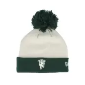 New Era - Football Grå Beanie - Manchester United Womens Contrast Stone/Dark Green Pom @ Hatstore