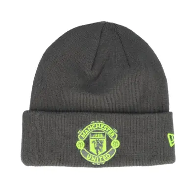 New Era - Football Grå cuff Beanie - Manchester United Seasonal Grey/Green Cuff @ Hatstore
