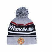 New Era - Football Grå pom Beanie - Manchester United Wordmark Bobble Cuff Knit Man Gray/Black Pom @ Hatstore