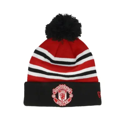 New Era - Football Röd pom Beanie - Manchester United Bar Stripe Red/Black Pom @ Hatstore