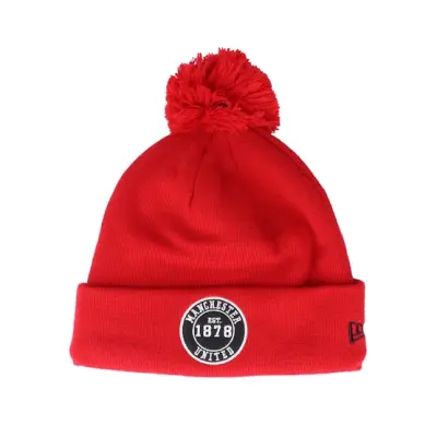 New Era - Football Röd pom Beanie - Manchester United Round Logo Bobble Scarlet Pom @ Hatstore