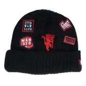 New Era - Football Svart cuff Beanie - Manchester United Multi Patch Knit Bobble Black Cuff @ Hatstore