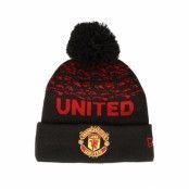 New Era - Football Svart pom Beanie - Manchester United Marl Bobble Cuff Beanie Black/Scarlet Pom @ Hatstore