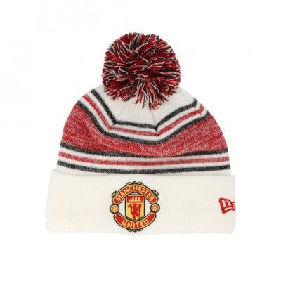 New Era - Football Vit pom Beanie - Manchester United Fall 19 Bobble Cuff White/Red Pom @ Hatstore
