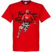 Manchester United T-shirt Pogba Script Paul Pogba Röd L