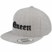 Kiddo Cap - Grå snapback Keps - Kids Queen Old English 3d Heather Grey Snapback @ Hatstore