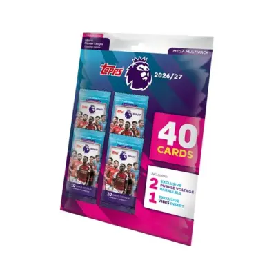 Topps - Svart Trading Cards - Flagship Premier League 2026/27 Mega Multipack - 4 Packs (40 Cards) @ Hatstore