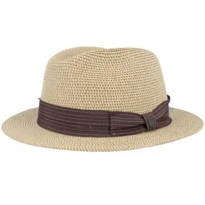Brixton - Beige fedora Hatt - Roma Straw Multi Brown/Chocolate Fedora @ Hatstore