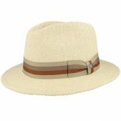 Brixton - Beige straw Hatt - Roma Straw Fedora Natural Straw Hat @ Hatstore